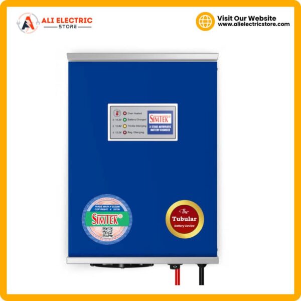 Simtek Tall Tubular Battery Charger 12V 30A fully automatic — 3-stage intelligent charging Pakistan