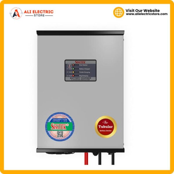 Simtek Tall Tubular Battery Charger 12V 20A fully automatic — 3-stage intelligent charging Pakistan