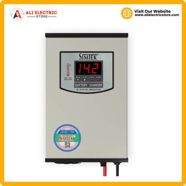 Simtek Digital Battery Charger 12V 20A with digital meter display — automatic smart charger Pakistan