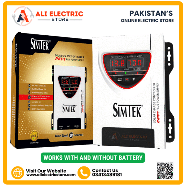 Simtek DC King 70A MPPT Solar Charge Controller – Front View Pakistan