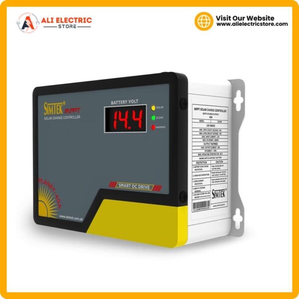 Simtek Planet40 40A MPPT Solar Charge Controller Side View