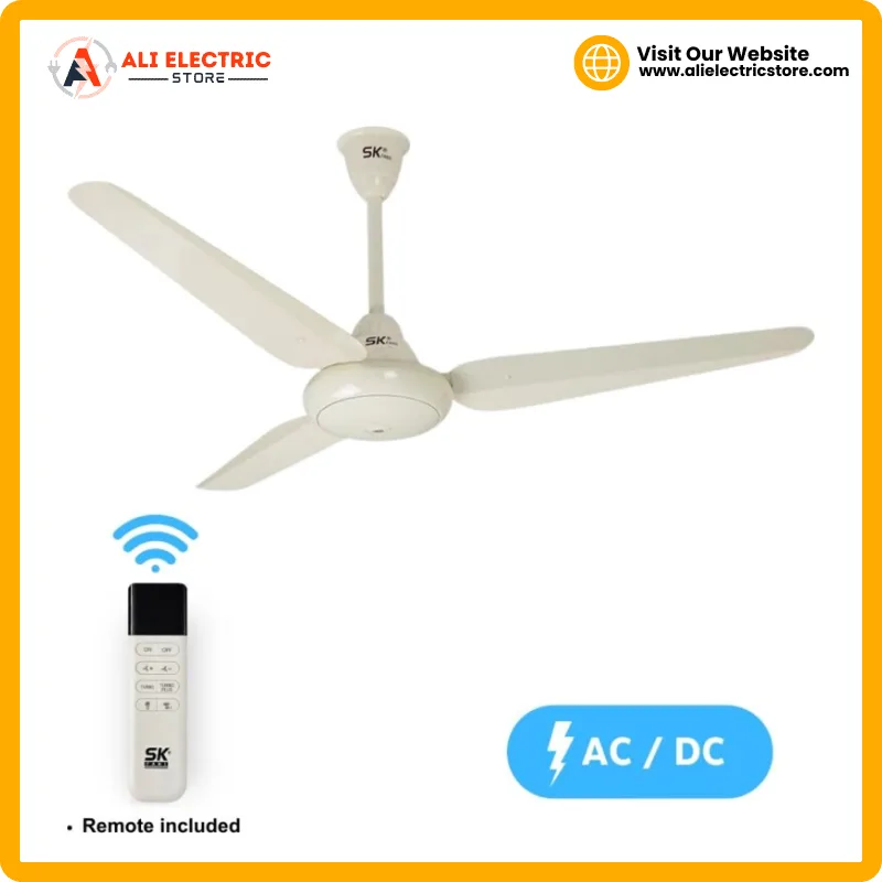 SK Fans Super Deluxe AC/DC ceiling fan in cream, AC DC ceiling fan Pakistan