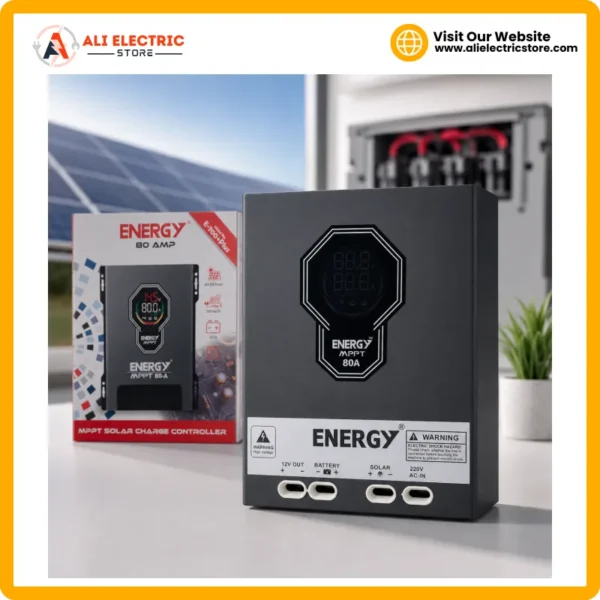 ENERGY MPPT 80A Solar Charge Controller installed with solar panels - MPPT solar charge controller 80A
