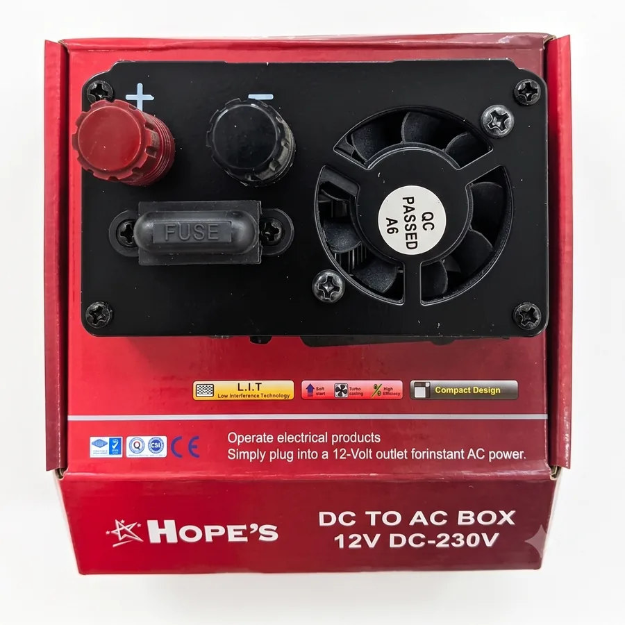 Hope's H-501 inverter DC input terminals, fuse and turbo cooling fan