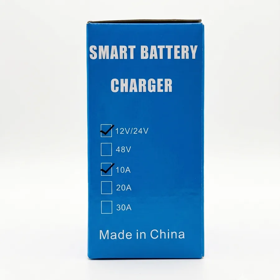 The box panel confirms this unit is 12V/24V and 10A, made in China.